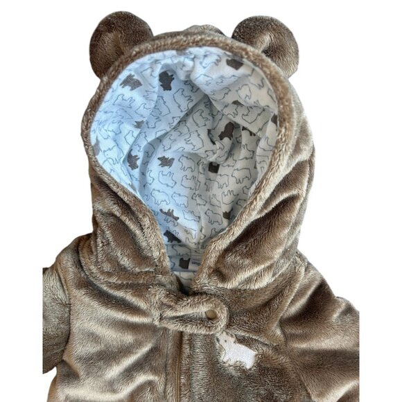 Simple Joys by Carter's Baby Fleece Footed Jumpsuit Pram Brown Bear Newborn - Picture 5 of 9